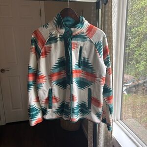 Colorful Aztec Patterned fleece Jacket with snap closure